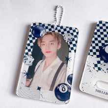 Load image into Gallery viewer, black and white checkered dice kpop acrylic photocard holder keychain, korean stationery, toploaders, polcos
