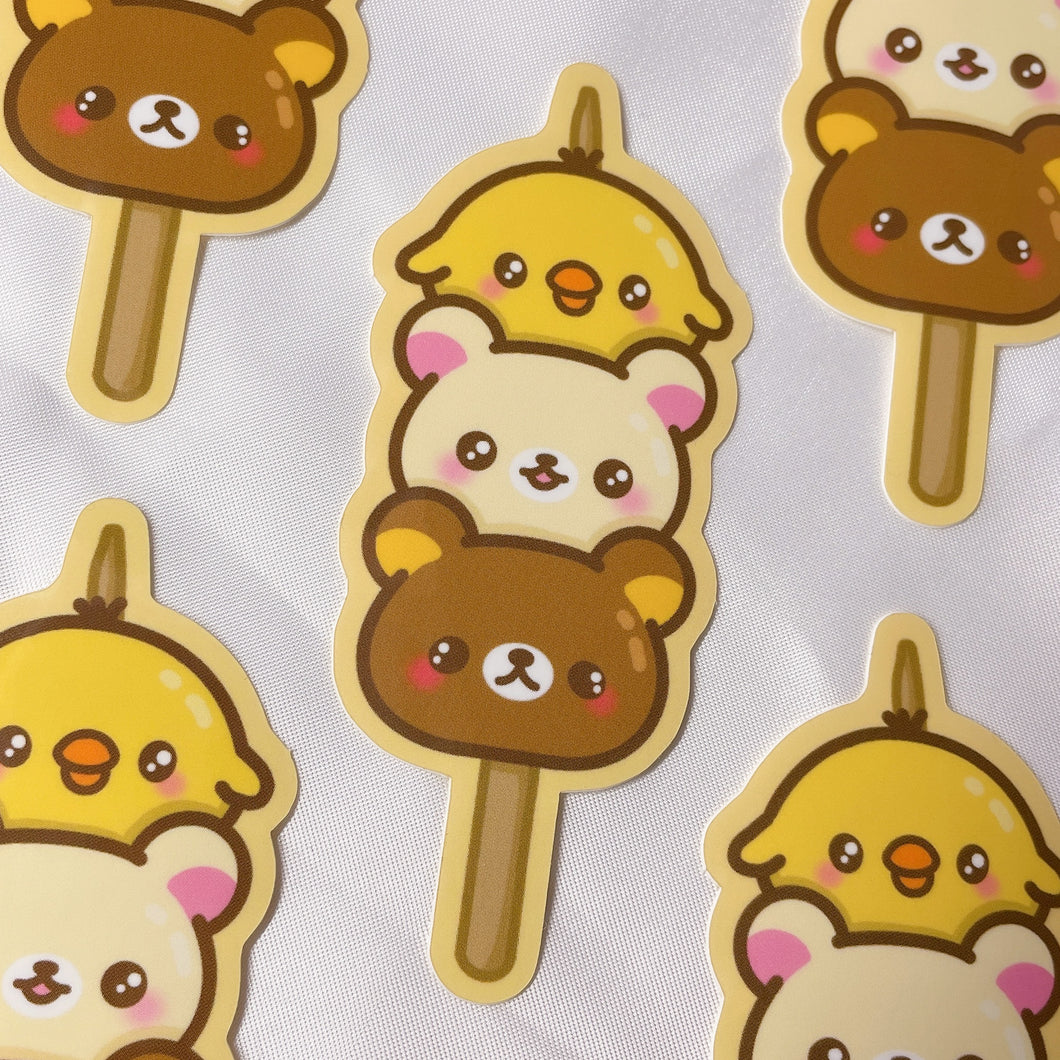 kawaii brown bear friends dango cute waterproof vinyl sticker