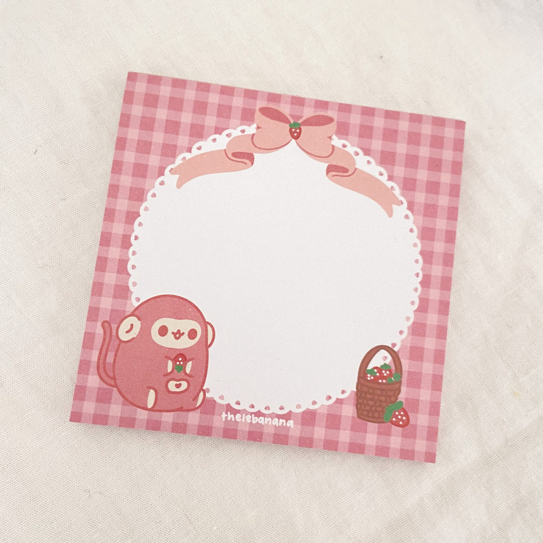 cute pink strawberry notepad (journaling, kawaii, stationery)