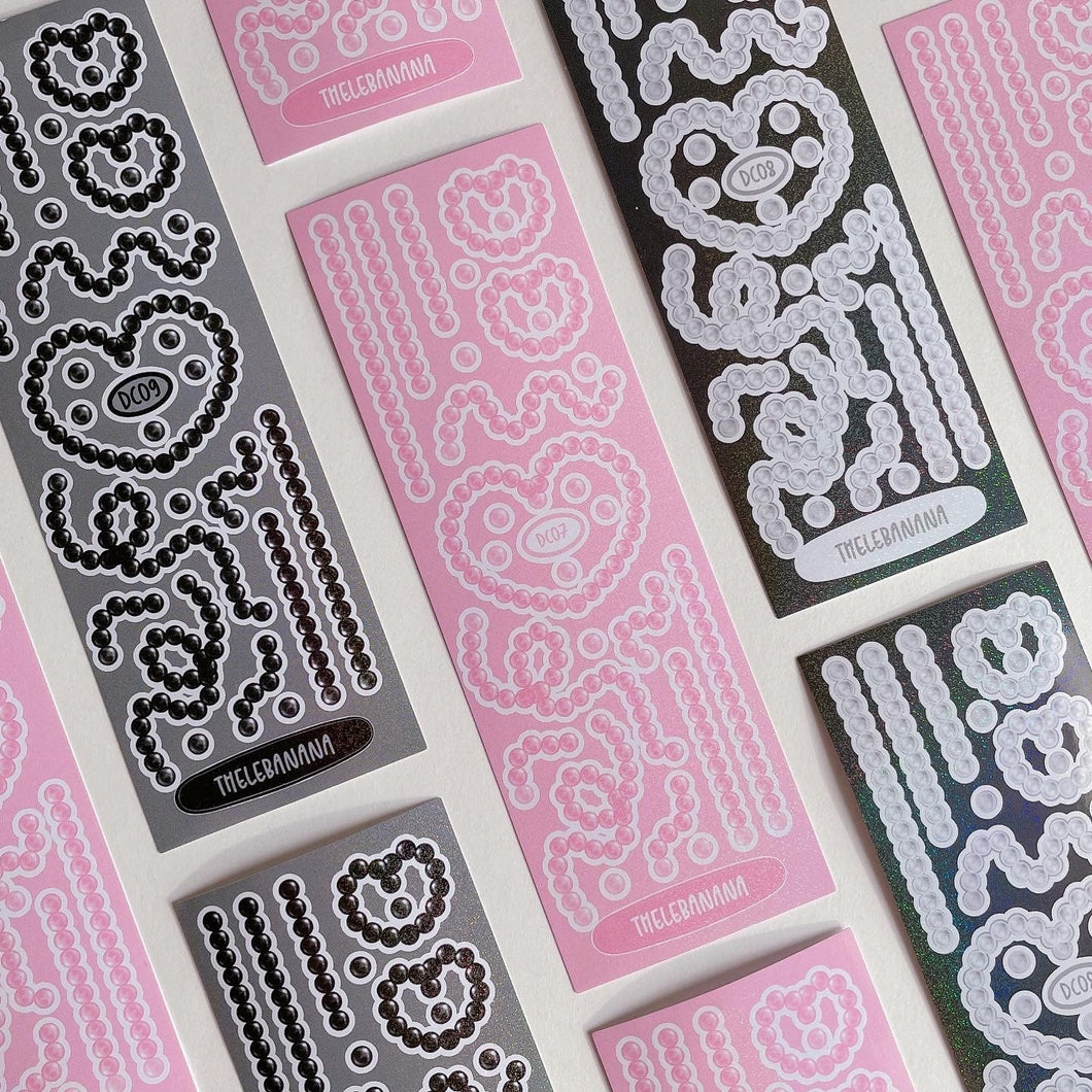 pearl frame confetti deco sticker sheet