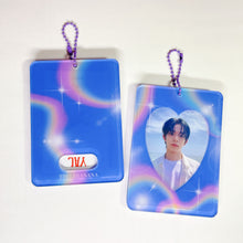 Load image into Gallery viewer, rainbow sky prism y2k kpop acrylic photocard holder keychain, korean stationery, toploaders, polcos
